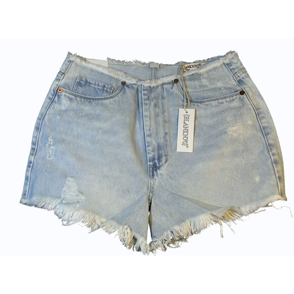 BlankNYC The Barrow Vintage High-Rise Denim Shorts Light Wash Frayed Hem Size 27 - Picture 4 of 16
